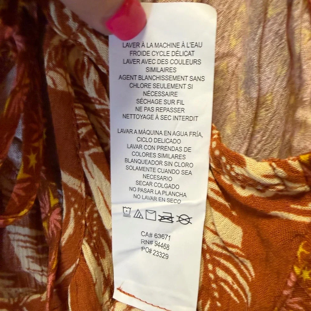 NWT Roxy Ray Of Sunshine Cover Up Beach Sundress Dress Rust Multi Medium
